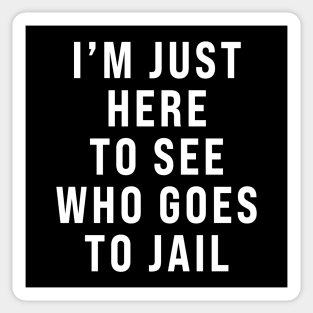 I'm Just Here To See Who Goes To Jail - Sarcastic Sticker